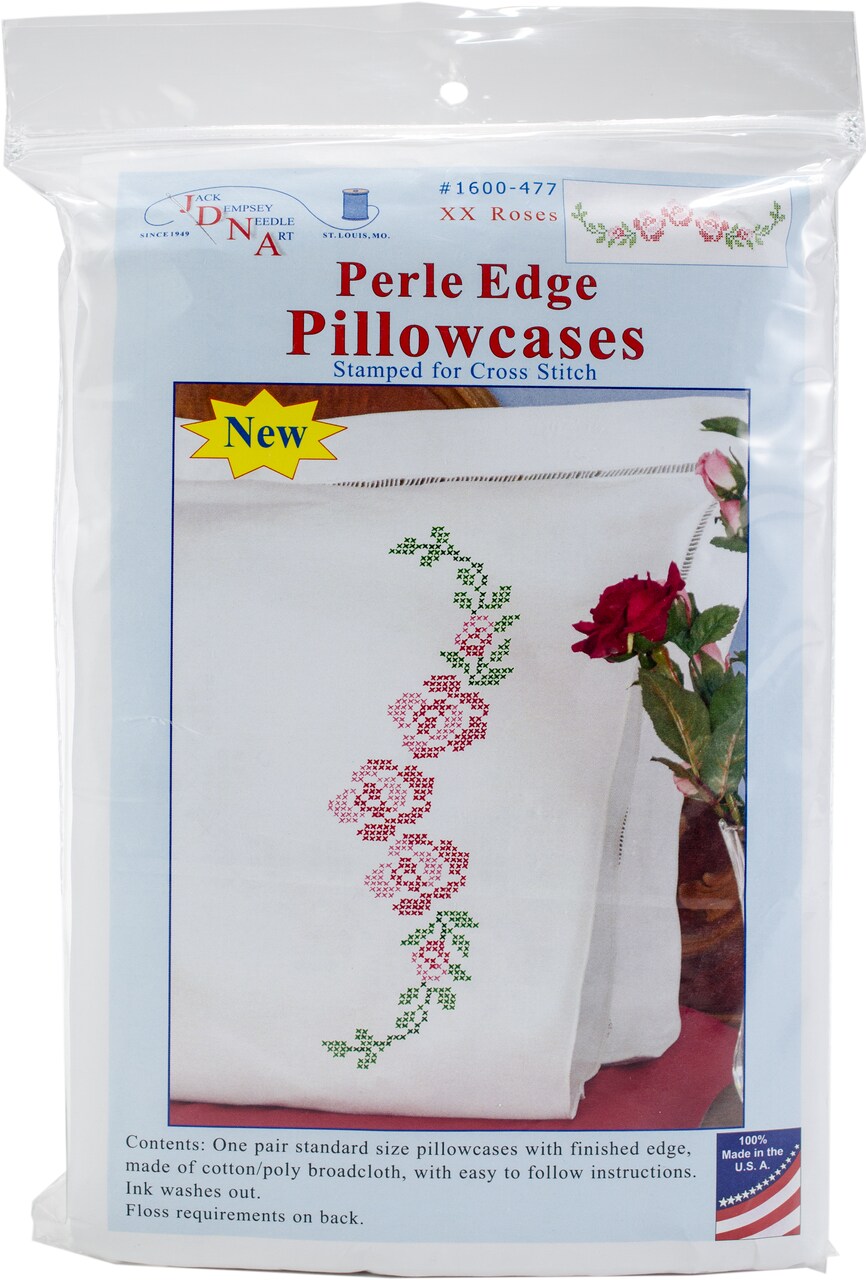 Jack Dempsey Stamped Pillowcases W/White Perle Edge 2/Pkg-XX Rose Vine